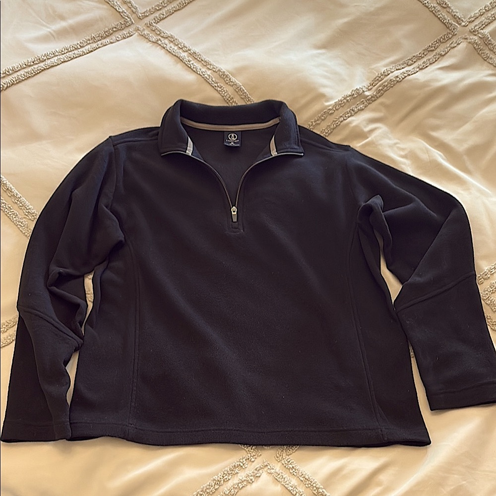 Lands' End Black Zip Up Sweater with Stand-Up Collar